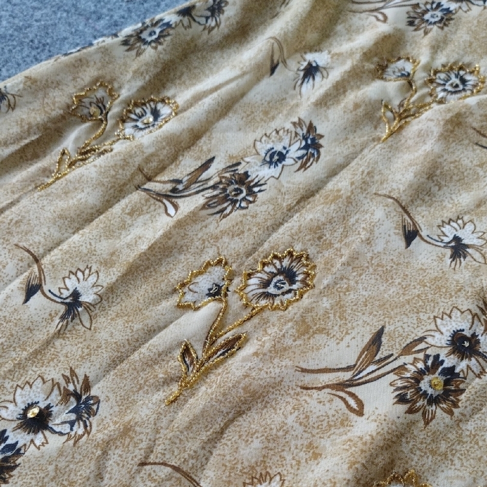 Beige Floral Maxi Dress - Picture 9 of 12